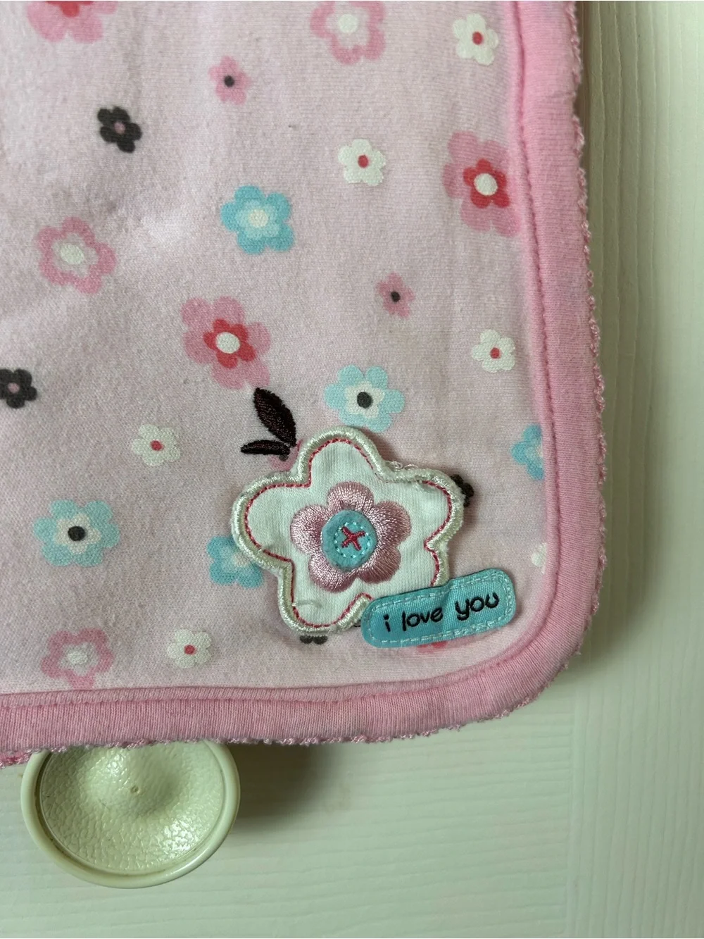 Just One Year by Carter's I Love You Pink Floral Baby Blanket Flower Blue Brown